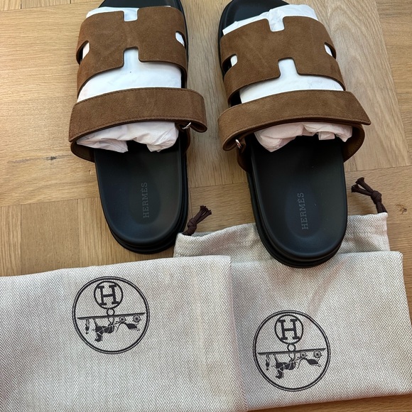 Hermes Chypre Men’s Sandal 43EU Brun Fume in Suede Goatskin authentic brandnew - Picture 4 of 9